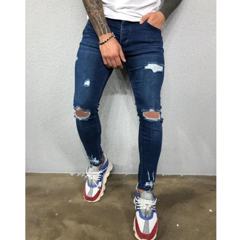 Cool Skinny Ripped Stretch Slim Elastic Denim Pants